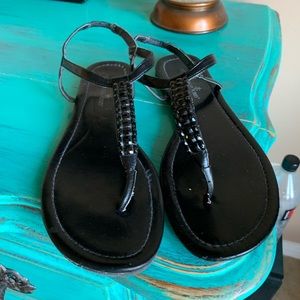 Montego Bay Club Black Jeweled Sandals Size 9